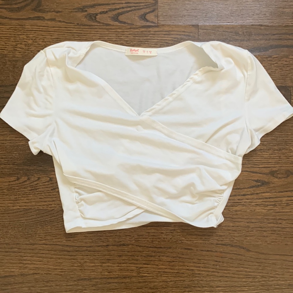 White cross over crop top